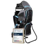 DROMADER Baby Carrier Backpack | Toddler Hiking Carrier with Sun Canopy | Aluminium frame · 3D Opti-Fit carrying system · Sun canopy, rain cover & changing mat · Up to 22 kg · Black and Blue