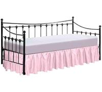 Drona Bedding Pink 18 Inches Drop Ruffle Bed Skirt Twin Size for Day Bed, Easy Fit Pure Cotton 600 Thread Count Wrinkle Free Bed Skirt Solid Color Skin Friendly, Fade Resistant