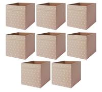 Drona Fabric Storage Box Insert - Dotted Beige - 33x38x33cm - Foldable and Durable Cube Organizer for Shelves, Closets, and Home Storage, pack of 12