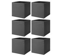Drona Fabric Storage Box Inserts - Grey - 33x38x33cm - Durable Foldable Cube Organiser for Shelves, Wardrobes, and Closets, Pack of 6