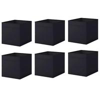 DRONA Storage Box, Foldable Fabric Container, organise socks, belts and jewellery in your wardrobe or chest of drawers Camping Caravan Living Area Organizer Storage Box Inserts (DRONA BLACK, 6)