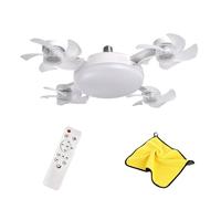 Drone Fan Light, 2 in 1 Hanging Fan with LED Lantern, 2025 New Upgrade Plug in Ceiling Drone Propeller Fans, 4 Fans with Lights, Smart Ceiling Remote, 3-Color LED & Speeds Adjustable (White*1 Set)