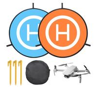 Drone Landing Pad, 22"/55cm Waterproof Portable Foldable Helipad Helicopter Landig Mat with Pegs, Double Sided Orange/Blue, for RC Drones Helicopter DJI Mavic Mini 2 / Zoom/Air Fly 2 / Phantom/Incl