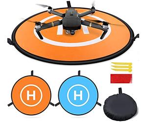 Drone Landing Pad 75cm/30inch by MMOBIEL - Universal Waterproof Pad Double-Sided - RC Drones Quadcopter Landing Mat - Universal Compatibility with DJI, Hubsan, etc. - incl. Reflection Tape and Pins