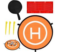 Drone Landing Pad,Collapsible Helipad Dronepad Launch Mat,Waterproof Portable Foldable Helipad,Helicopter Landig Mat With Pegs,Universal Luminous Helipad,For Rc Drones Helicopter,Orange,Kiuiom