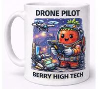 Drone Pilot Berry High Tech Funny Space Fruit Astronaut Drone Operator Tech Geek Science Coffee Tea Cup Novelty Birthday Work Gift Mug