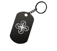 Drone Quadcopter Pilot Logo Laser Engraved Steel Dog Tag Keychain Keyring