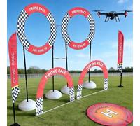 Drone Racing Training Kit with Obstacle Course Set, Flags, Gate, and Landing Pad Mat for Beginners