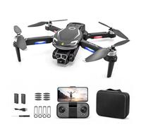 Drone with Camera 4K, Brushless Motor, Drone for Kids + Adults, with 2 Batteries and a Carry Case, 4 Cameras in total, HD Images, 50X Zoom, Gesture Photography, 360° Roll, Obstacle Avoidance (Black)
