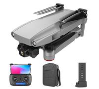 Drone with Camera for Adult 3-Axis Mechanical Gimbal Night Lighting 5G Real-time Transmission Brush Motor Auto Return Home Follow Me Gestures Selfie Wind Resistance (Silver 1 BATTERY)