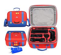 Dronside Mario Carrying Case for Nintendo Switch & Switch OLED, Hard Shell, Red & Blue, Compatible with Switch Console, Dock, Pro Controller, Joy-Con, Poke Ball Plus & Accessories