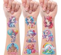 Drookaen 12 Sheets Glitter Tattoo Children's Motifs with Unicorn and Rainbow, Unicorn Tattoo Children, Waterproof Children's Tattoos Stickers, Temporary Tattoos for Girls, Party Bags Children's