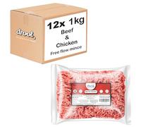 Drool Beef & Chicken Freeflow Mince 12 x 1kg | 100% Natural Premium Raw Dog Food | Frozen Dog Food for Optimal Canine Health