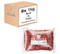 Drool Beef & Tripe Freeflow Mince 8 x 1kg | 100% Natural Premium Raw Dog Food | Frozen Dog Food for Optimal Canine Health