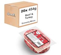 Drool Beef & Turkey Economy Mince 20 x 454g | 100% Natural Raw Meat | Premium Raw Dog Food | Frozen Dog Food for Optimal Canine Health