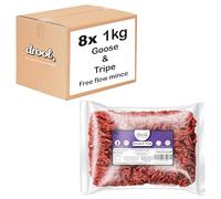 Drool Goose & Tripe Freeflow Mince 8 x 1kg | 100% Natural Raw Dog Food | Premium Raw | Frozen Dog Food for Optimal Canine Health