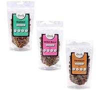 Drool Pet Products 100% Pure dried fresh meat Rabbit Venison & Wild Boar | Triple Pack Training Treats for Dogs | 3 x 150g Air-Dried Nibbles Dog Chews