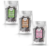 Drool Pet Products | 100% Pure Dried Fresh Meat | Triple pack Lamb, Venison, Wild Boar Meaty Strips for Dogs 3 x 150g | Air-Dried Nibbles Dog Chews for Dogs & Puppies