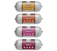 Drool Pet Products Dog Food | Multi Pack 4 x 400g Premium Pate Tubes - Chicken, Duck, Turkey, Ostrich
