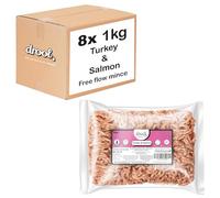 Drool Turkey & Salmon Freeflow Mince 8 x 1kg | 100% Natural Premium Raw Dog Food | Frozen Turkey & Salmon Dog Food for Optimal Canine Health