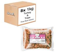 Drool Turkey & Tripe Freeflow Mince 8 x 1kg | 100% Natural Premium Raw Dog Food | Frozen Dog Food for Optimal Canine Health