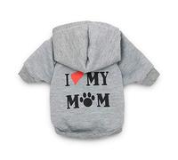 DroolingDog Dog Shirt I Love My Mom Embroidered Grey XS