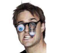 Smiffy's Specs Droopy Eye - Metal Comedy Halloween, Black, Metal Spring