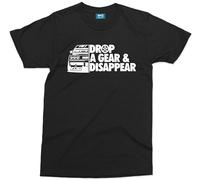 Drop A Gear and Disappear T-Shirt - Men - 6XL - Black - Car Racing Car Gift for Racer - Birthday Present Gift Tee for him