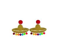 Drop and Dangle Sombereo Colorful Mexican Style Hat Earrings for Fiestas, Cinco De Mayo, and Other Events. Fun Drop and Dangle Mexican Style Earrings for Women. Drop and Dangle Cinco De Mayo Earrings