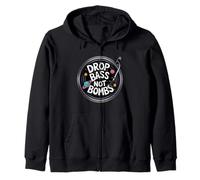 Drop Bass Not Bombs Cosmic Design Zip Hoodie