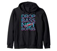 Drop Bass Not Bombs Dj Junglist Riddim Dubstep Dnb Rave Edm Zip Hoodie