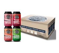 Drop Bear Beer Co. Alcohol Free Beer - Mixed Case Cut Lager: Peach, Guava, Pink Grapefruit, Raspberry - Case of 24 x 330ml, 0.5% cans | Vegan, Gluten Free | Non Alcoholic Gifts & Hampers