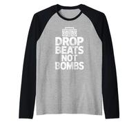 Drop Beats Not Bombs Boombox Peace Music Design Raglan Baseball Tee