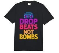 Drop Beats Not Bombs EDM Colours Boombox Design Comfort Colors Adult Heavyweight T-Shirt