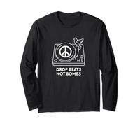 Drop Beats Not Bombs Peace Record Player Dove Long Sleeve T-Shirt
