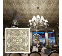 Drop Ceiling Tiles 24x24 PVC, Lightweight Oriental Wall Panels, (10-Pack,40 sq.ft) Wall Decor for Bar Cafe Club PL19 Ancient Gold 10Piece