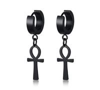 Drop Cross Earring Mens Egyptian Ankh Michael Hang Dangle Earrings Black Stainless Steel Male Punk Jewelry Beautiful design