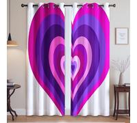 Drop Curtain Machine Washable In Cold Water Simple Design Heart Pattern Blackout Thermal Insulated Curtains for Bedroom and Living Room, Purple, W 90" x L 72", 2 Panels
