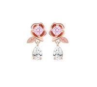 Drop Dangle Earrings, Rose Gold Earrings Dangle Cubic Zirconia Rose Flower 21X9mm for Women Birthday Jewelry Classic