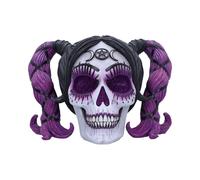 Nemesis Now Drop Dead Gorgeous Myths and Magic Figurine 20.5cm, Resin, Voodoo Doll Skull Ornament, Female Skull with Purple Hair and Glitter Eyes, Cast in the Finest Resin, Expertly Hand-Painted