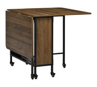 Drop Dining Table Mobile on Wheels Shelf Light Brown