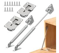 Drop Down Gas Struts,Gas Spring Hinge with 90 Degree Page Turning Axis,for Cabinet and Desk Downward Flap Slowly Down,Only Open Down The Door (2PCS, White)