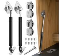 Drop Down Gas Struts,with 90 Degree Page Turning axis,Gas Spring Hinge,for Cabinet and Desk Downward Flap Slowly Down,Only Open Down The Door (4, Black)