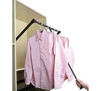 Drop-Down Wardrobe Rail, Pull-Down Clothes Hanger Rod, Space-Saving Closet Storage System, Heavy Duty Adjustable Aluminum Organizer, Load 30kg