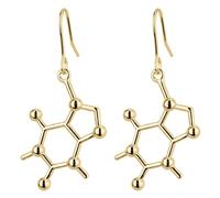 Drop Earring Caffeine Molecule Made With Tin Alloy by JOE COOL