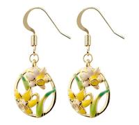 Drop Earring Daffodils Made With Tin Alloy & Enamel by JOE COOL