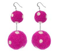 Drop Earring Polka Pompom Double Made With Felt by JOE COOL