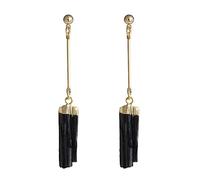Drop Earrings,Black Tourmaline Drop Earrings With Long Bar Raw Stone Pendant Dangle Hook Earrings Gemstone Earrings Crystal Elegant Chakra Jewelry Gift For Girls Mother Wife
