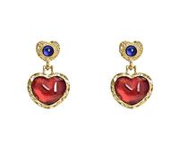 Drop Earrings Clip On Earrings For Women Girls - Glass Heart Dangle Earrings Exaggerated Tassel Earrings, Statement Stud Earrings Halloween Party Accessories