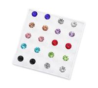 Drop Earrings Ear Studs Set Shiny Cubic Zirconia Exquisite Concise Shining Multi Color Decorative Stainless No Harm Zirconia Women Earrings Set For Daily Wear 6Mm Baking For (Red, One Size)